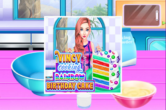 Vincy Cooking Rainbow Birthday Cake